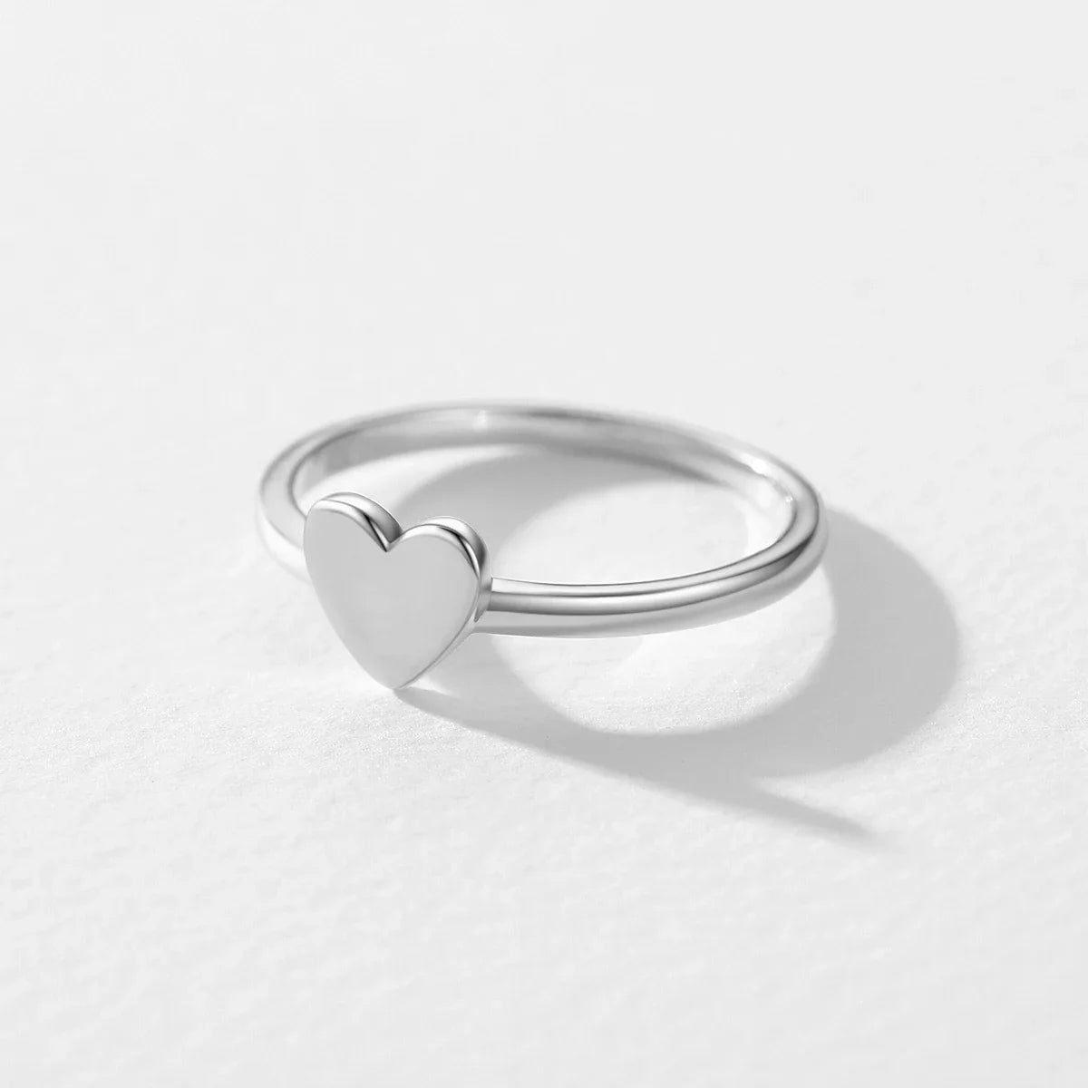 925 Sterling Silber Glatte schillernde Herz einfache Fingerring für Frauen