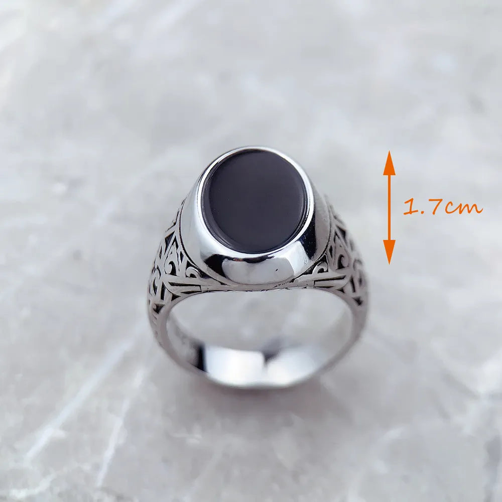 Nero Oval Signet Ring Europe Style Fine Jewelry For Women Men Summer Brand New Vintage 925 Sterling Silver Gift