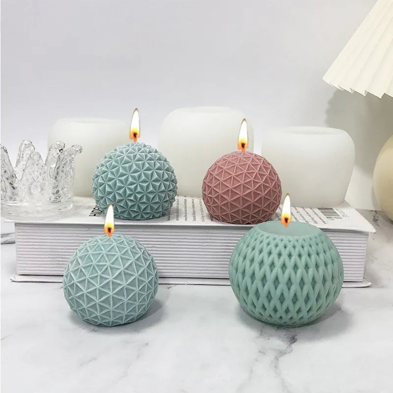 3D Striated Sphere Silicone Candle