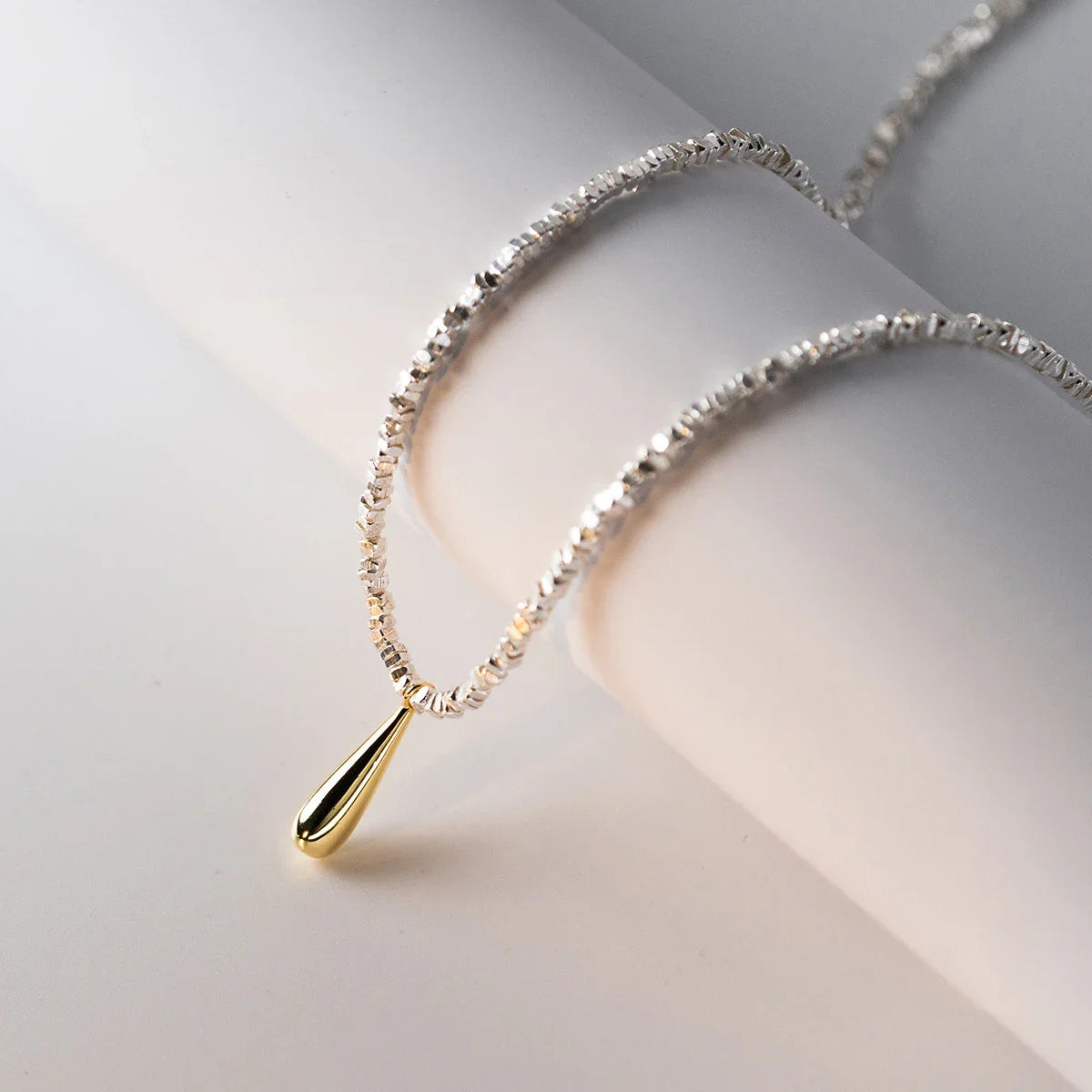 925 Sterling Silver Waterdrop Fashion Link Chain Necklace