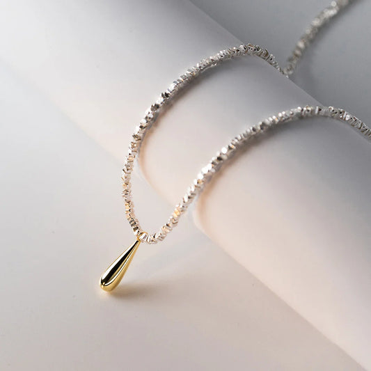 925 Sterling Silber Wassertropfen Mode Gliederkette Halskette