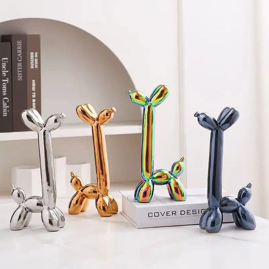 Ornamenti in ceramica astratti a forma di cane palloncino con collo lungo creativo