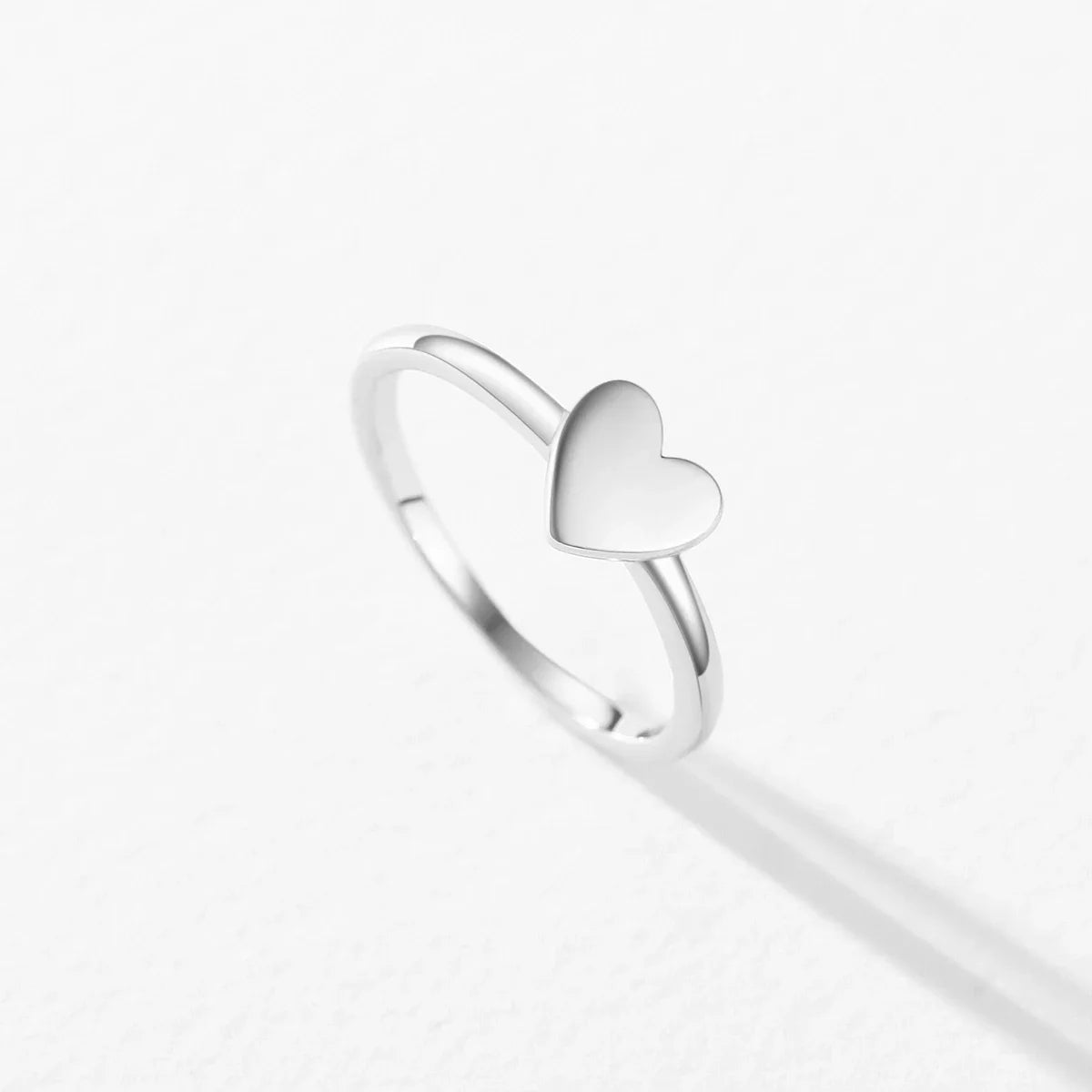 925 Sterling Silber Glatte schillernde Herz einfache Fingerring für Frauen