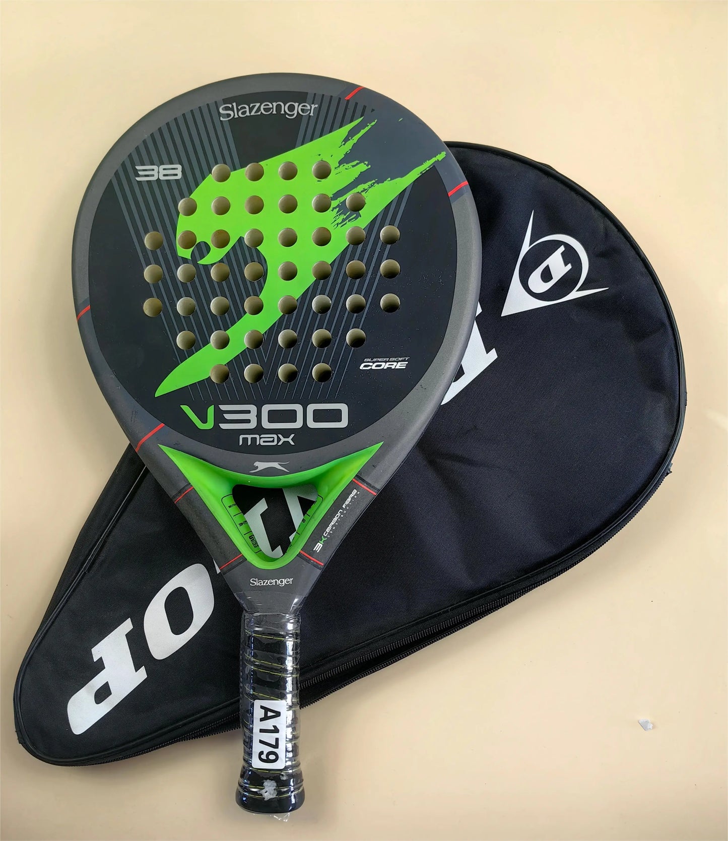 Racket Tennis Carbon Fiber Soft EVA V300 with Padle Bag Cover