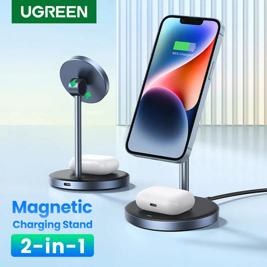 UGREEN Magnetic Senza fili Charger Stand 20W Max 2-in-1 Charging Stand For iPhone 15 14 Pro Max/iPhone 13/AirPods Fast Charger