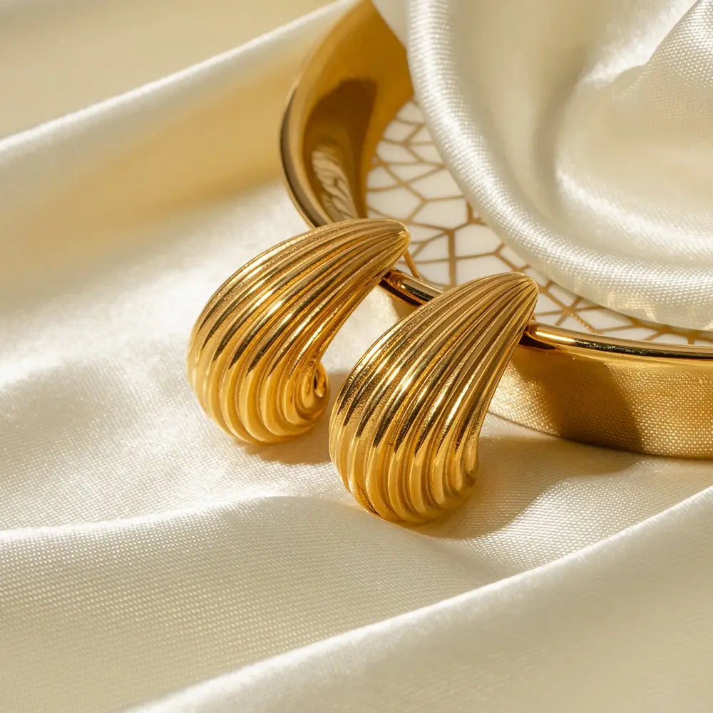 Stainless Steel Stripe Half Empty Earrings for Women