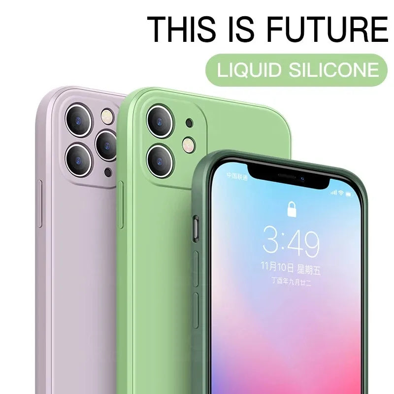 Custodia ufficiale in silicone liquido quadrato per iPhone 13 11 12 Pro Max Mini per iPhone X XS MAX XR 6 6 s 7 8 Plus SE 2020