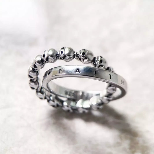 Ring Totenkopf, Liebe, Glaube, Hoffnung 2022 Brandneuer Vintage Feinschmuck für Damen Herren Geschenk aus 925 Sterling Silber