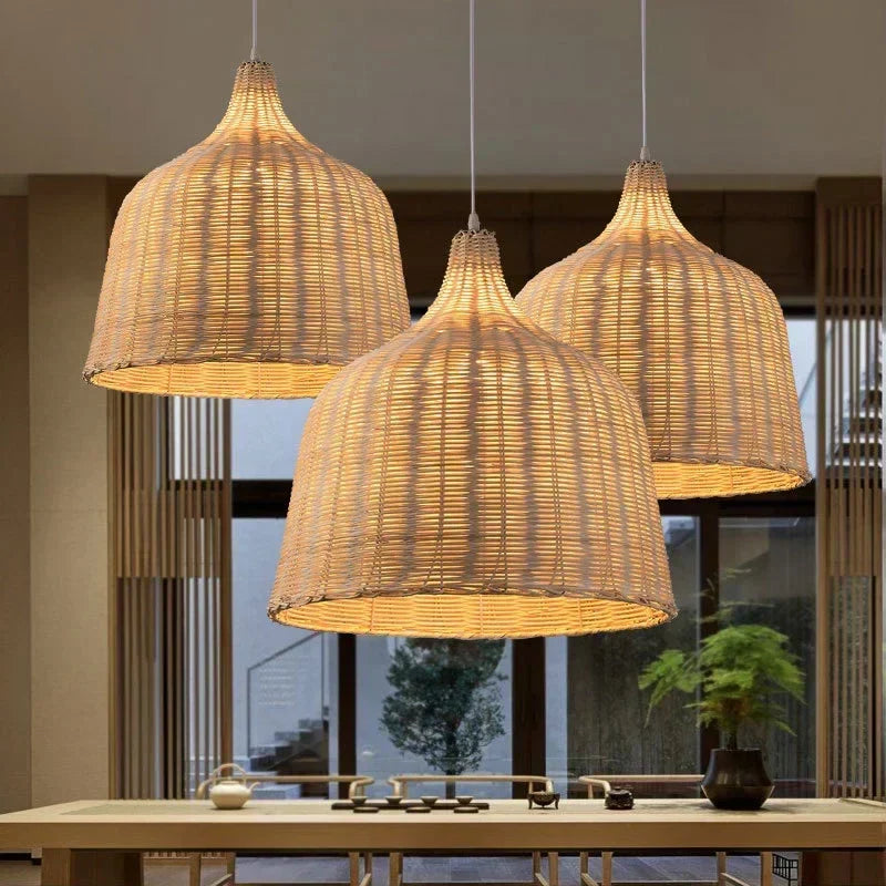Bamboo Pendant Lamp Hand Knitted