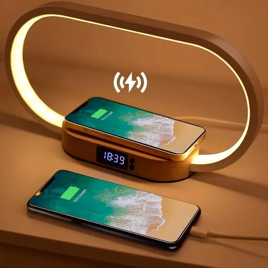 Multifunktions-Senza-fili-Ladegerät Pad Ständer Uhr LED-Lampe