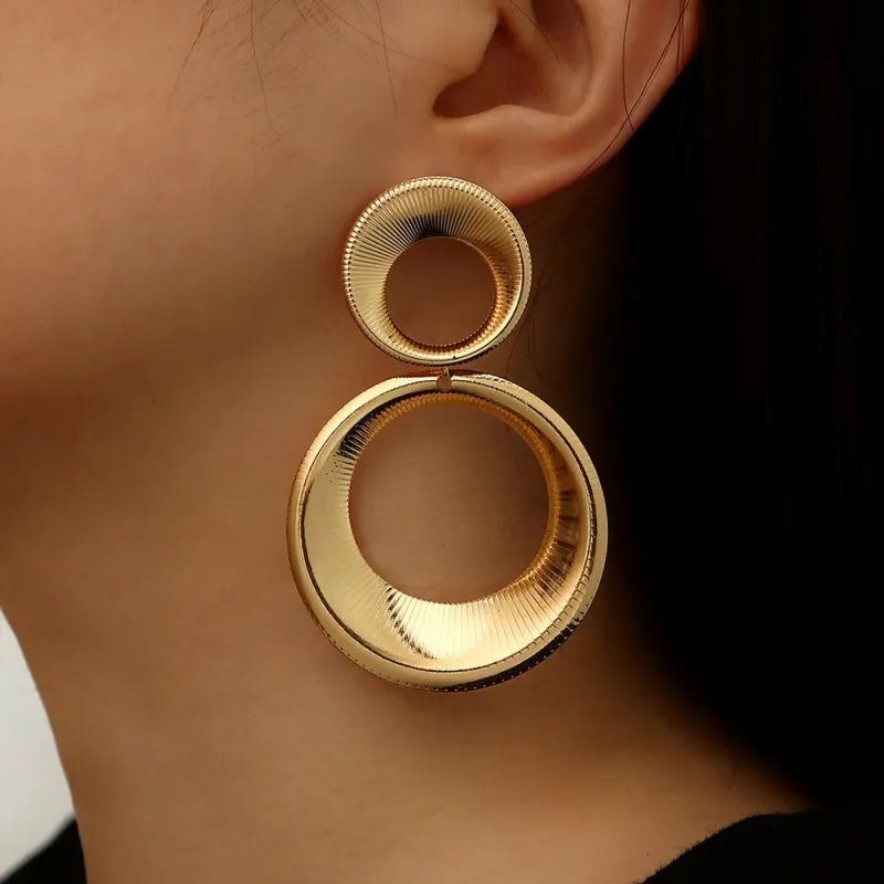 Vintage Gold Irregular Flower Earrings for Women