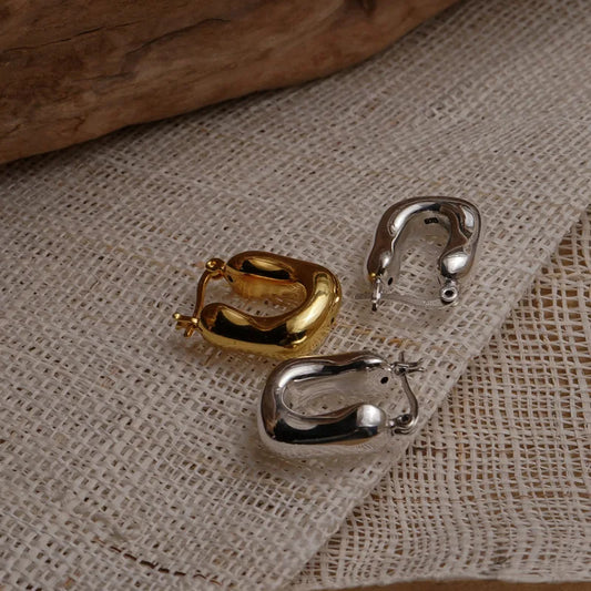 Korean Metal Round Hoop Earrings