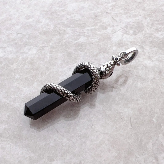 Anhänger Schlange mit Neroened Onyx Neuer Schmuck 925 Sterling Silber Accessoires Vintage Geschenk für Männer Frauen