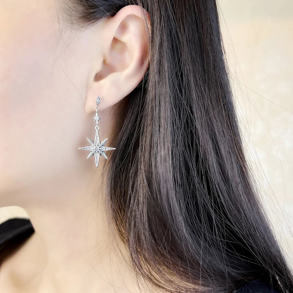 Orecchini pendenti con stelle e luna magiche, gioielli di moda europei per donne, nuovi orecchini vintage in argento sterling 925