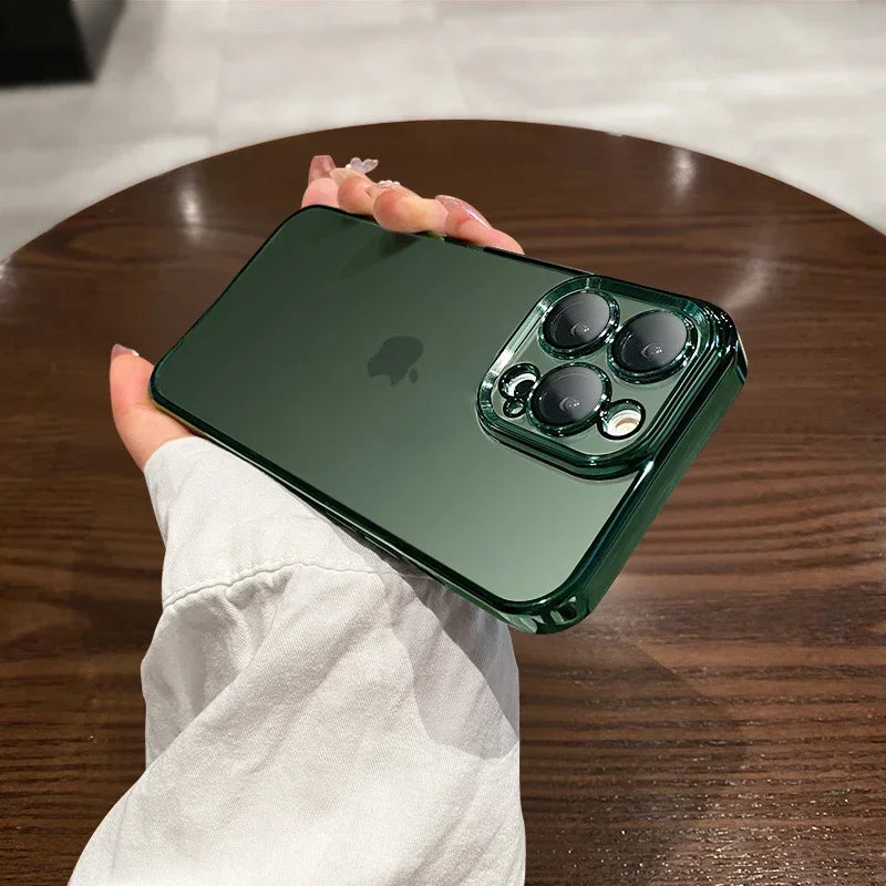 Luxury New High Quality Plating Clear Not Yellowing Case For IPhone 15 14 11 12 13 14 Pro Max Mini XS X 15 Plus Shockproof Cover