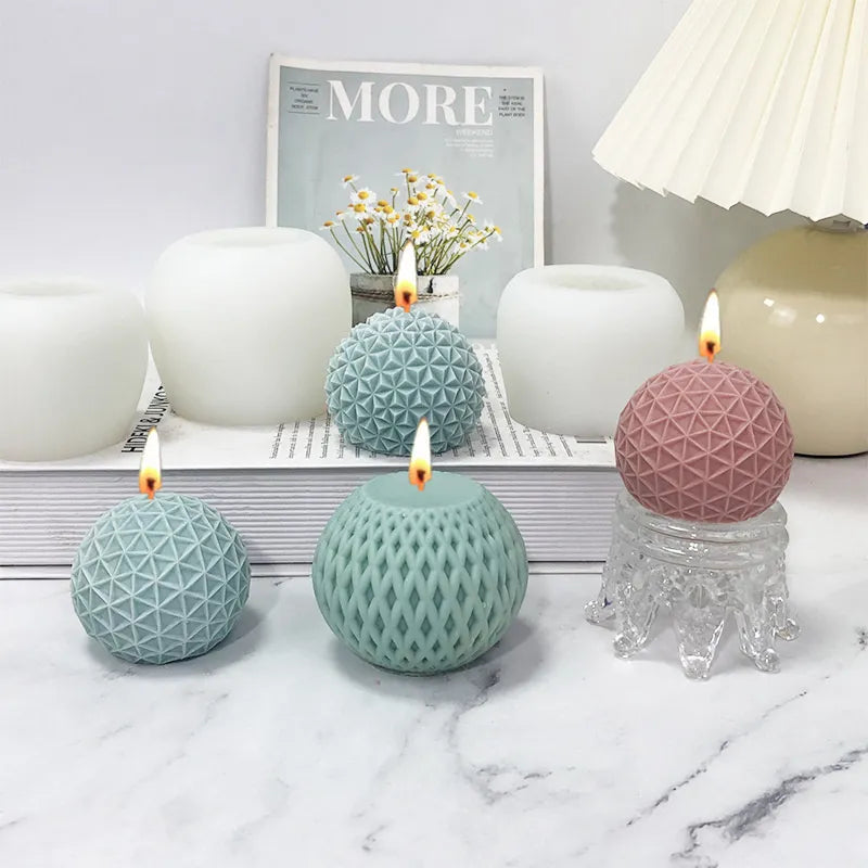 3D Striated Sphere Silicone Candle