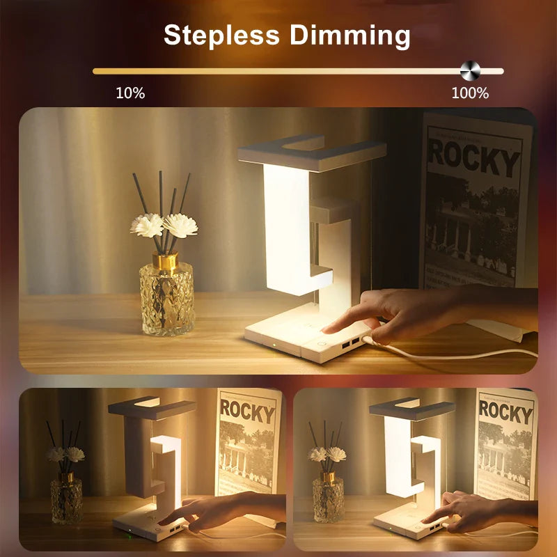 Novelty floating Touch lamp with wireless charger