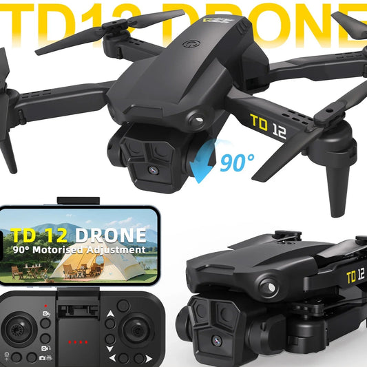TD12 Drone 90° Adjustment 720p HD Dual Camera Optical Flow Positioning 360° Flip Remoted Control Quadcopter Toys RC Aircraft