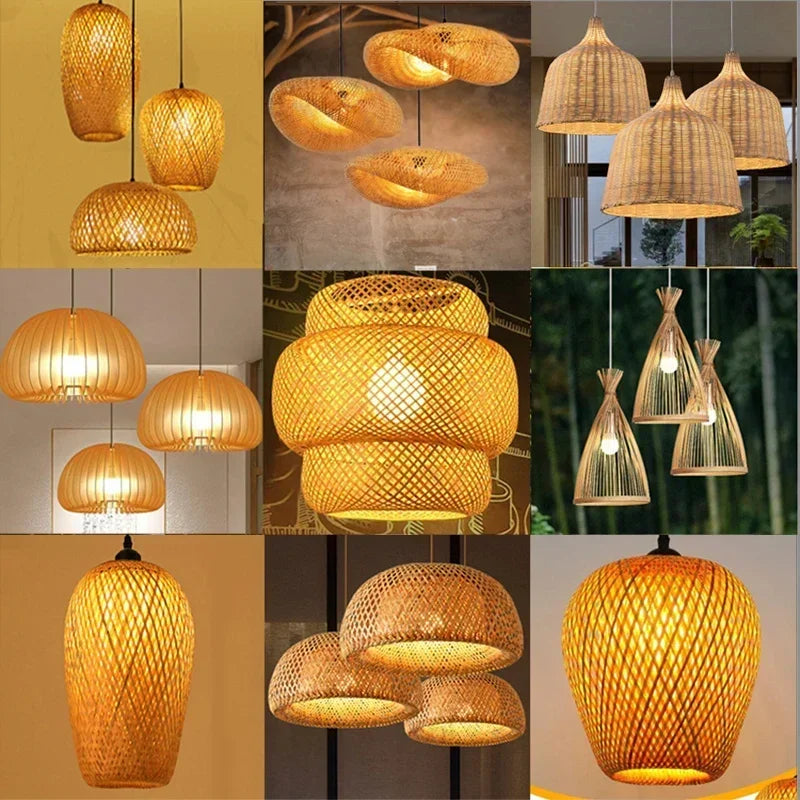 Bamboo Pendant Lamp Hand Knitted