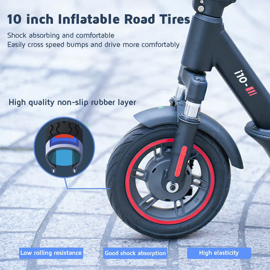 Elektroroller i10 650 W, Akku 15 Ah, Höchstgeschwindigkeit 45 km, Reichweite 40 km/h, Räder 10 Zoll, faltbar und tragbar mit Smart-App