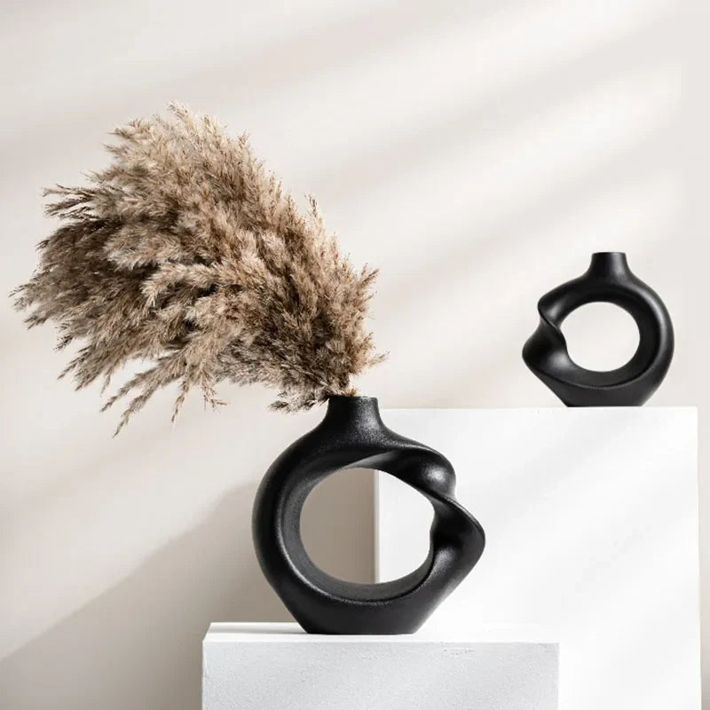 CAPIRON Gedrehte Vase, nordisches Keramik-Blumenarrangement, Pampasgras, Wohnzimmer, Inneneinrichtung, Haus, Heimdekoration, Objekte, Büro