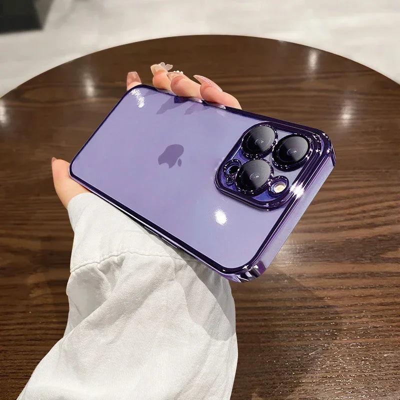 Luxury New High Quality Plating Clear Not Yellowing Case For IPhone 15 14 11 12 13 14 Pro Max Mini XS X 15 Plus Shockproof Cover