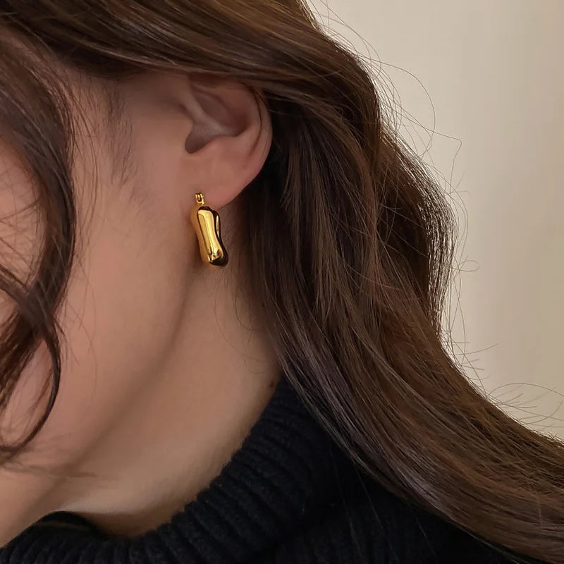 Korean Metal Round Hoop Earrings