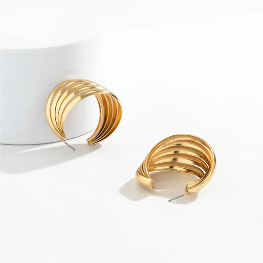 Punk Vintage Smooth Metal Hoop Earrings