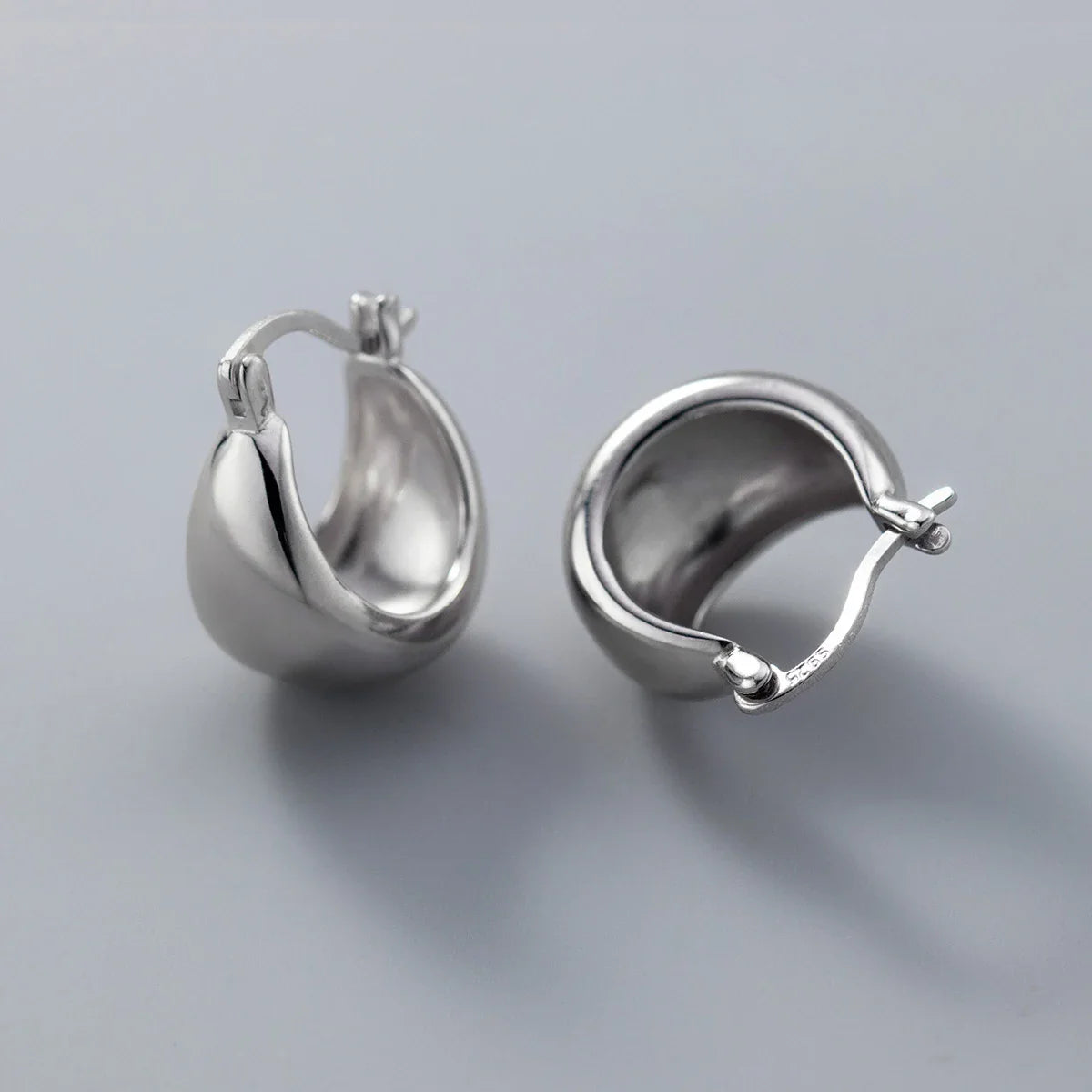 925 Sterling Silber Runde Einfache Glatte Ohr Schnallen Kreis Creolen Für Frauen