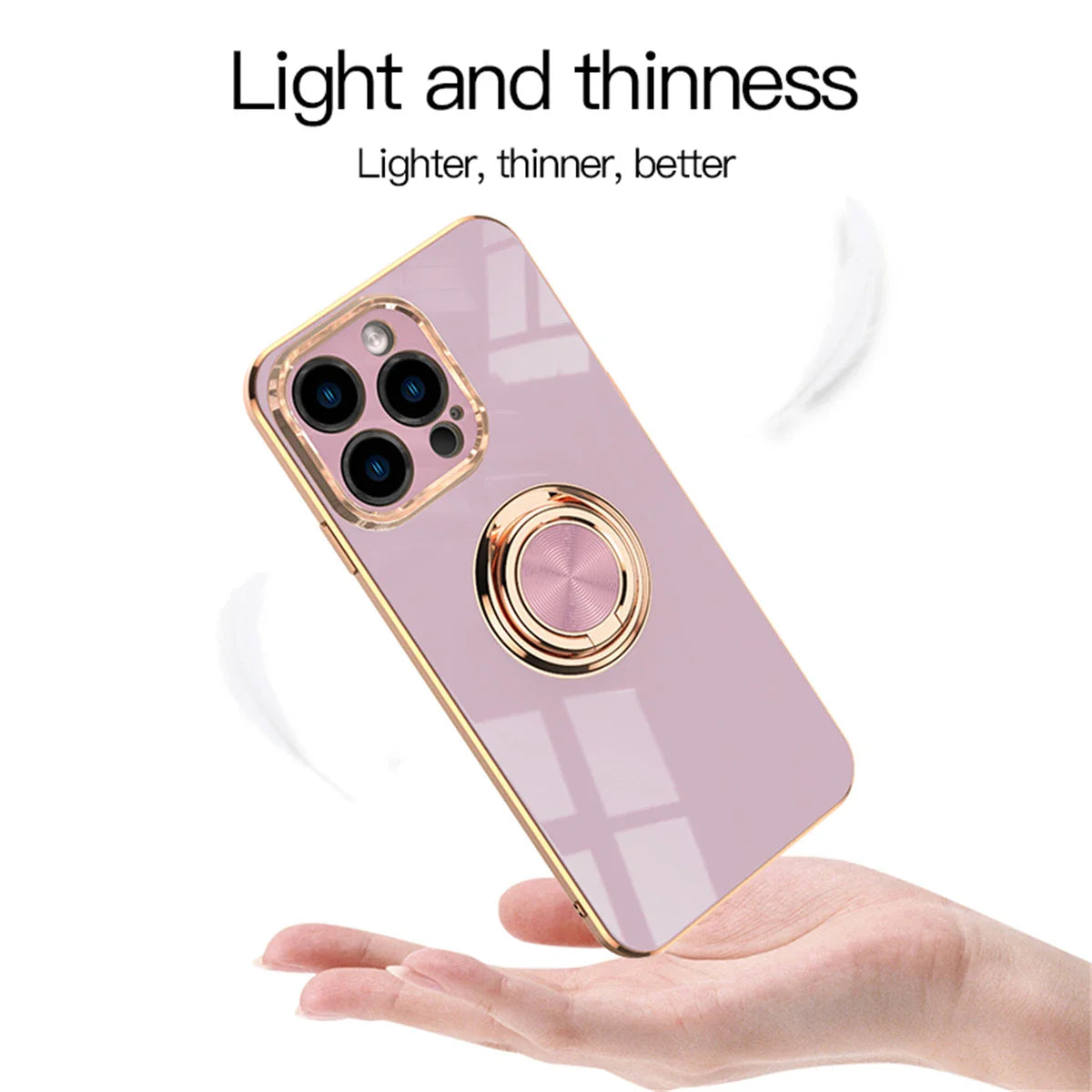 Luxury Plating Silicone Case For iPhone 15 14 13 12 11 Pro Xs Max Mini SE X XR 7 8 Plus Metal Ring Holder Stand Soft Phone Cover