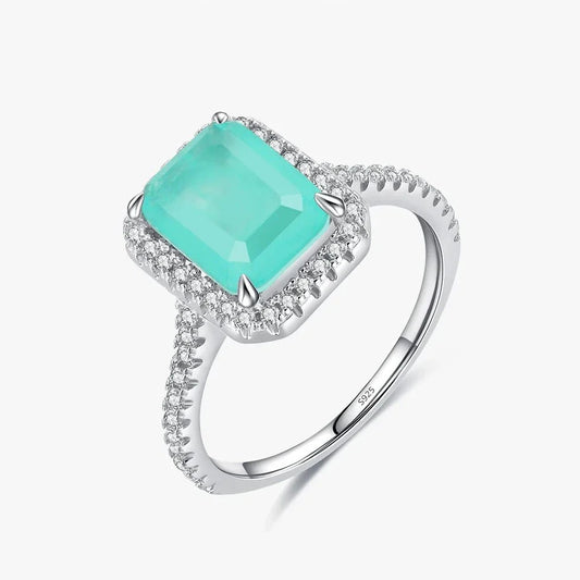 Anelli di lusso in argento sterling 925 con tormalina Paraiba per donna