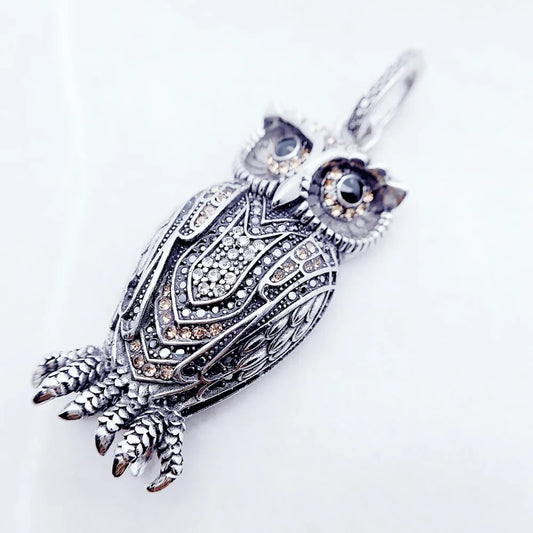 Anhänger Eule, Brandneuer, modischer, trendiger Schmuck aus 925er Sterlingsilber, Zubehör, süßes Seelengeschenk für die Frau