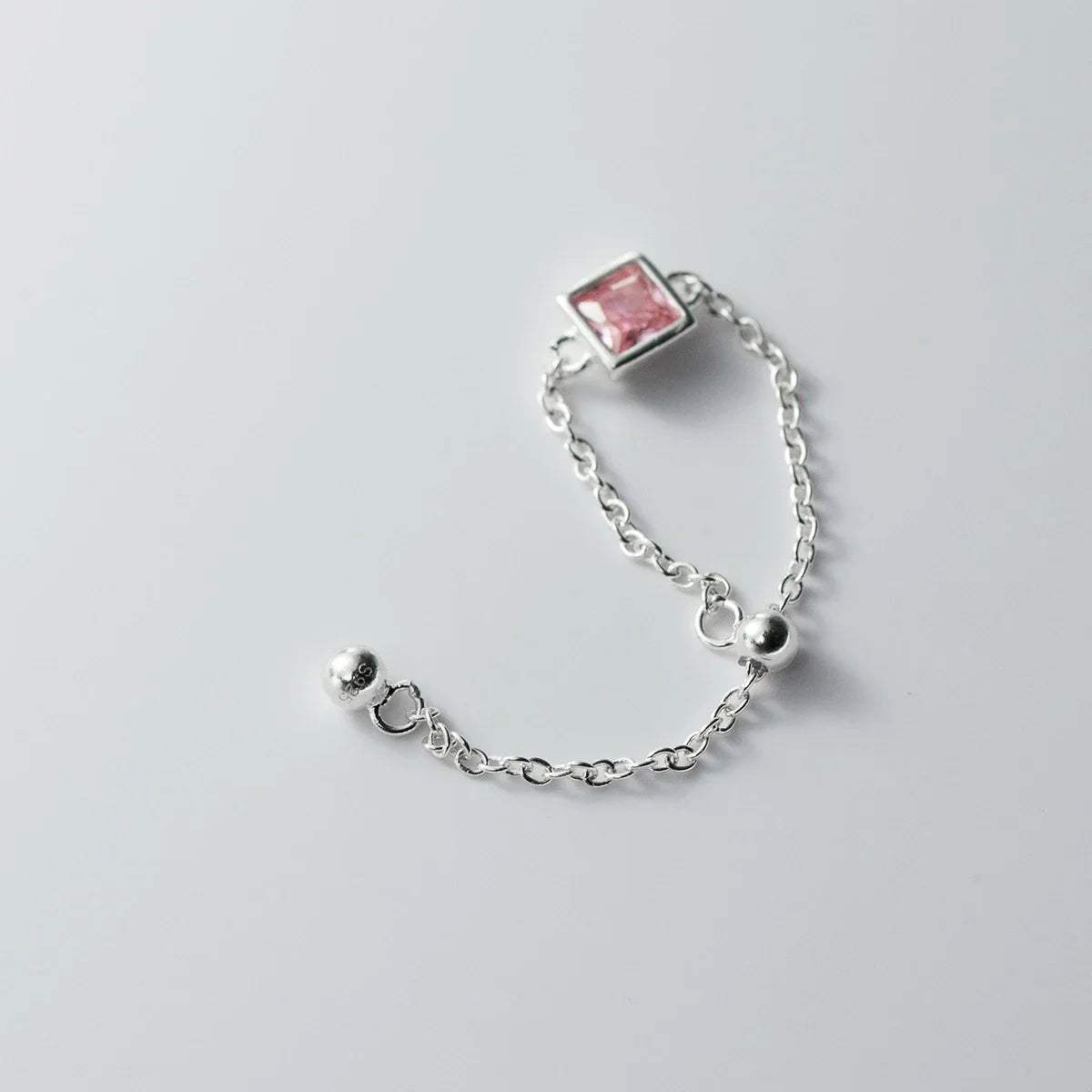 Anello regolabile con catena a maglie in argento sterling 925 a forma di cuore con stelle colorate per donna