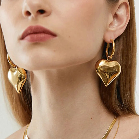 Chic Heart Huggie Hoop Asymmetric Earrings
