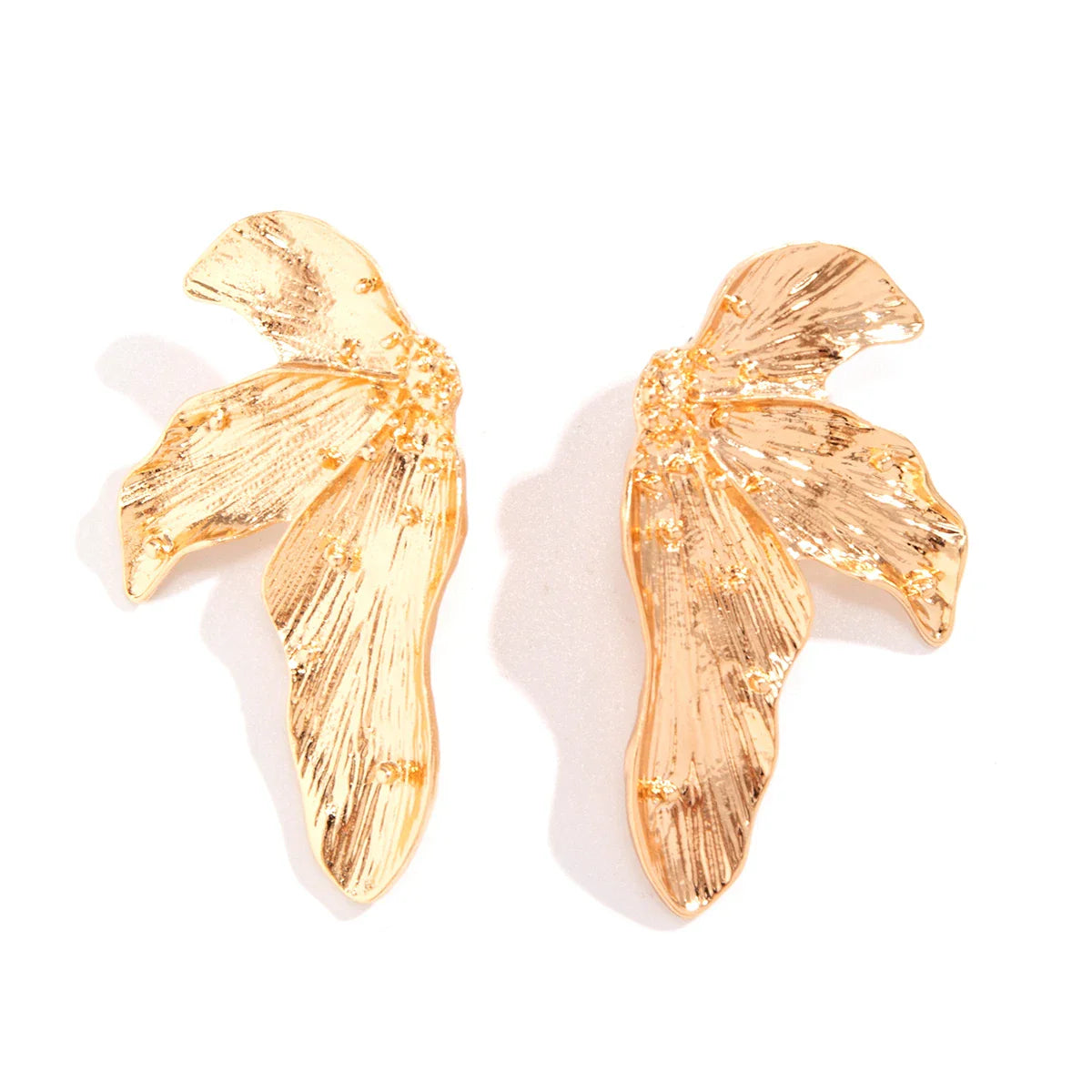 Vintage Metal Geometric Leaf Stud Earrings