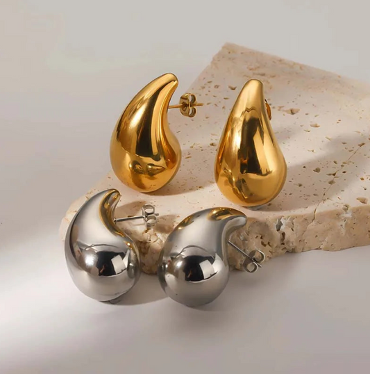 Schicke Wassertropfen-Ohrringe für Damen, Tropfenform, Edelstahl &amp; Silber
