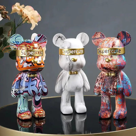 Statua di orso graffiti decorativa da 22 cm