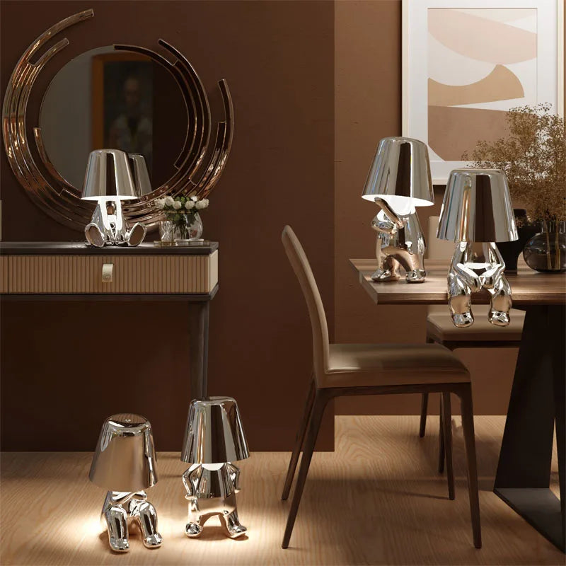 Little Golden Man Night Light Resin Led Table Lamp