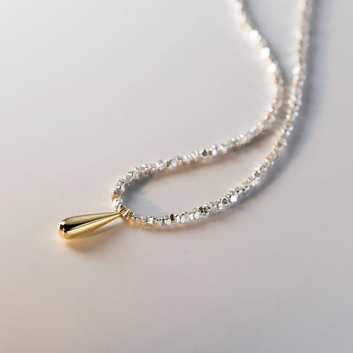 925 Sterling Silver Waterdrop Fashion Link Chain Necklace