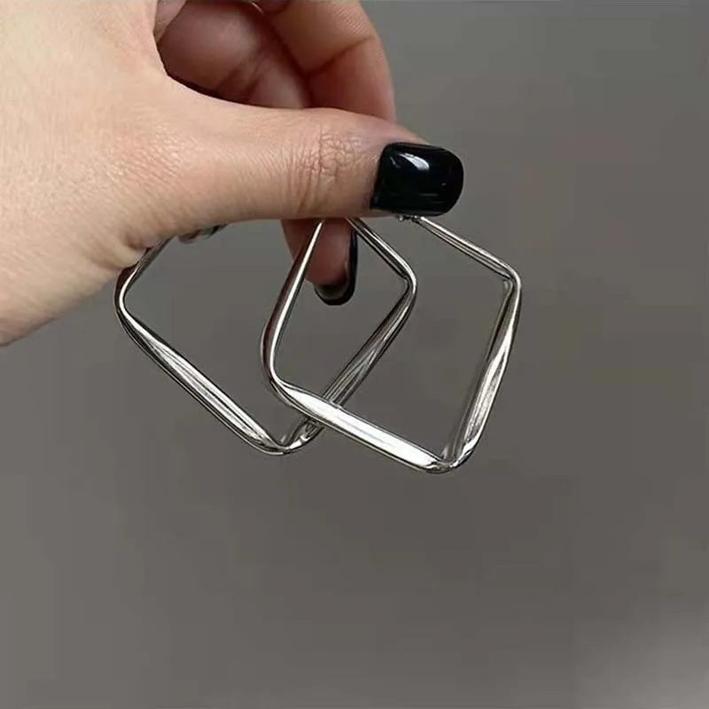 Gold Big Square Hoop Earrings for Women