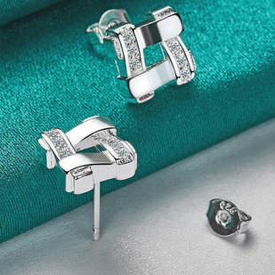 Orecchini in argento sterling 925 con zirconi AAA, quadrati, per donna, con ciondolo alla moda, gioielli per feste di fidanzamento e matrimonio