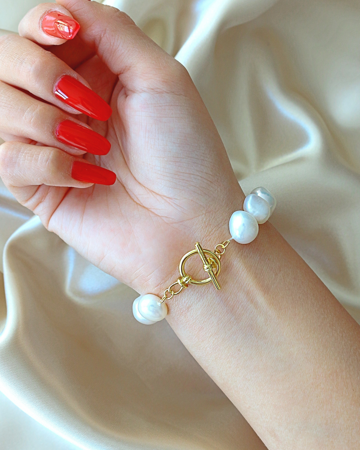 Bracciale in argento sterling 925 e perle d'acqua dolce barocche