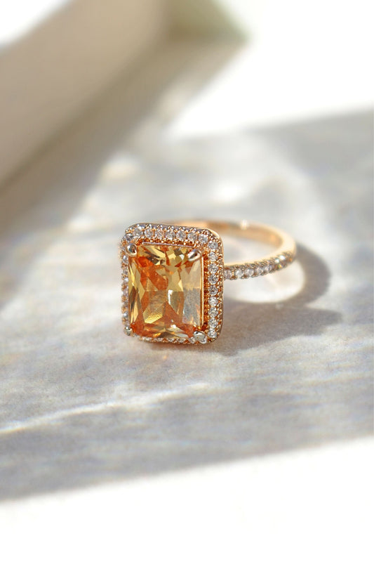 Halo-Champagner-Ring aus 18 Karat Roségold
