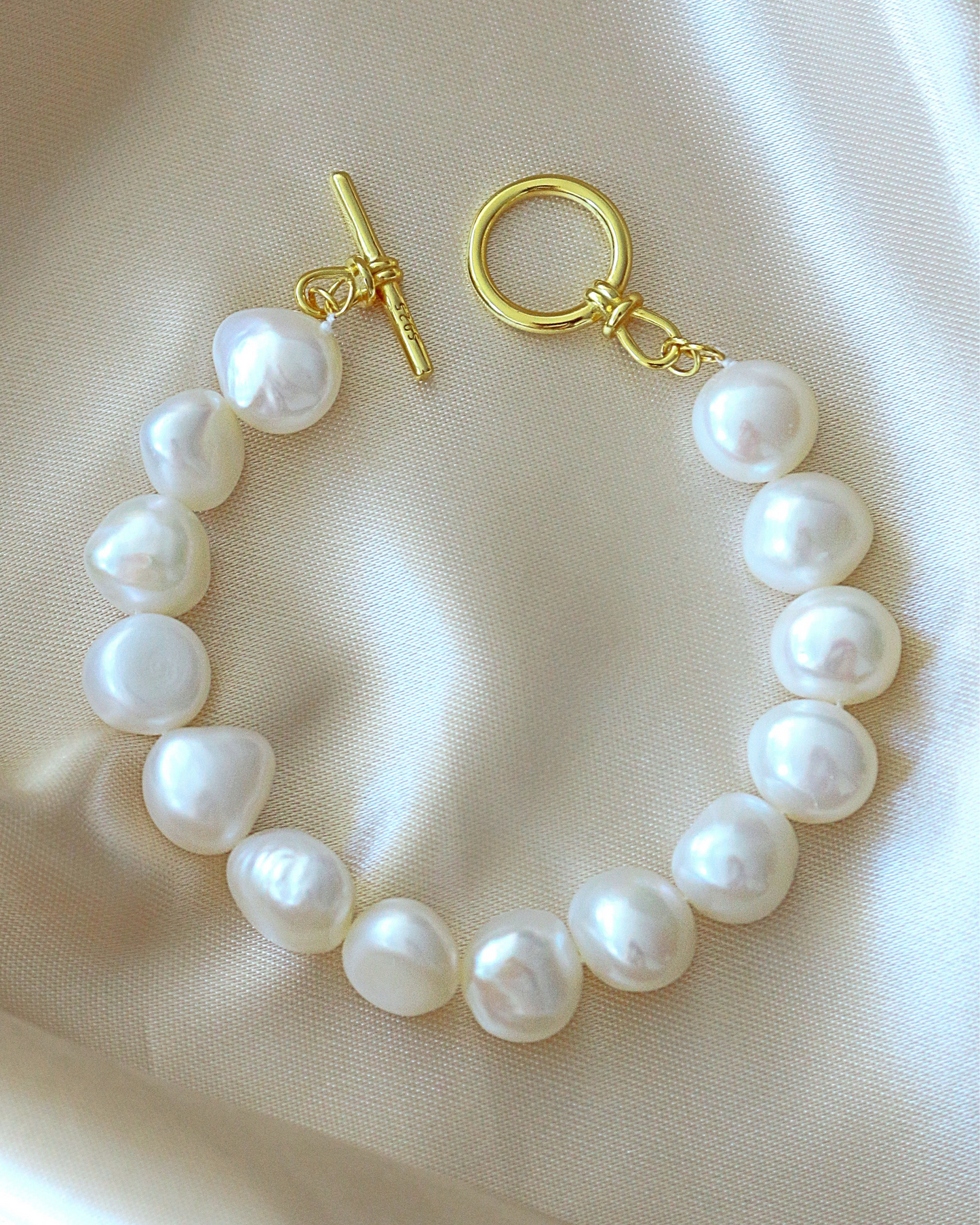 Bracciale in argento sterling 925 e perle d'acqua dolce barocche