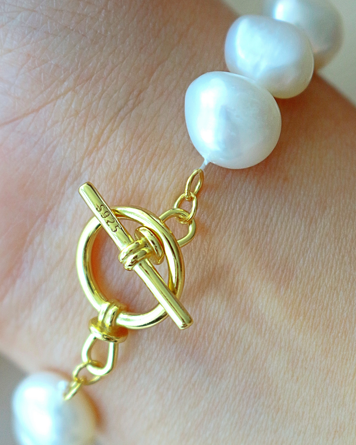 Bracciale in argento sterling 925 e perle d'acqua dolce barocche