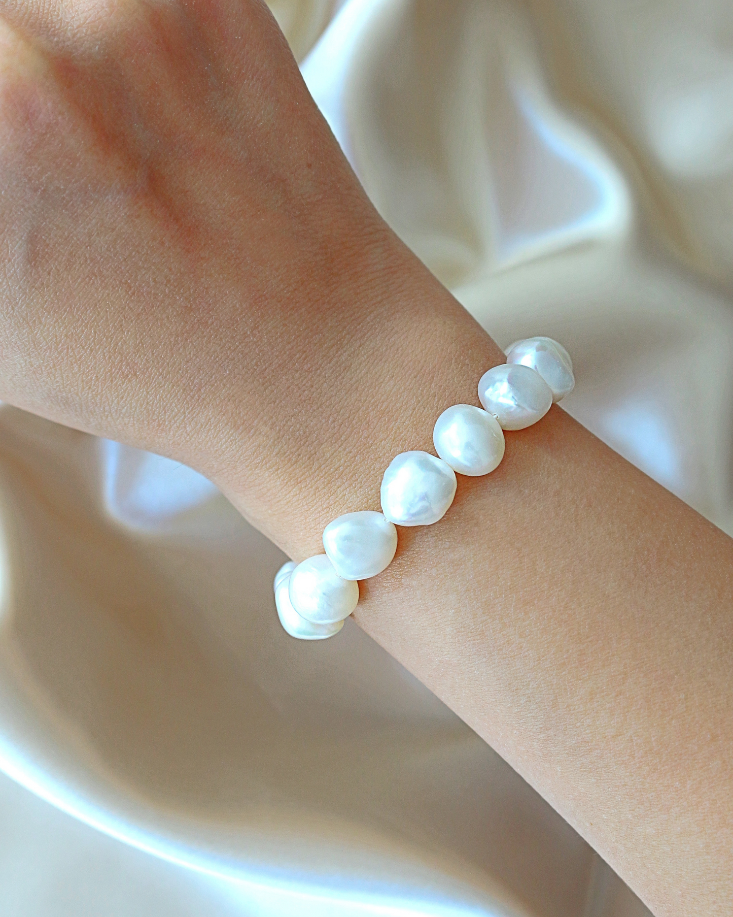 Bracciale in argento sterling 925 e perle d'acqua dolce barocche
