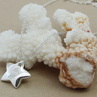 Collana con ciondolo a forma di stella in argento sterling 925 autentico, catena da 18 pollici, collana di gioielli alla moda per donne, vendita calda