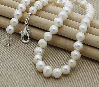 Collana di perle artificiali da 8 mm, in argento sterling 925, con perle bianche/rosa/viola, catena da 16-20 pollici, per donna, gioielli di fidanzamento e matrimonio.