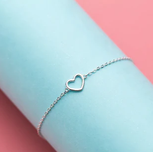 Braccialetto romantico a forma di cuore per donna in vero argento sterling 925