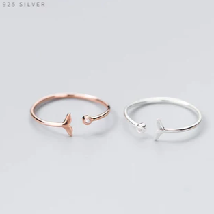Anello da donna con zircone lucido e coda di sirena, in argento Sterling 925, gioielli raffinati